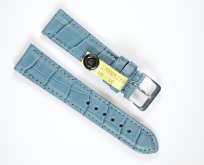 Lederband Alligator Lousiana hellblau - türkis 18/16 mit Dornschließe 028189