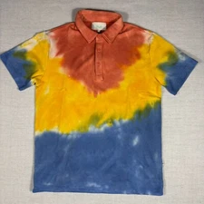 Mobi Golf La Quinta Polo Shirt Blue Yellow Orange Tie Dye Men's Large Yitai