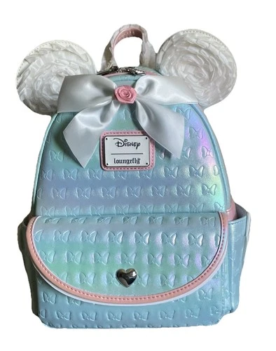 Disney Loungefly Minnie Mouse Debossed Cosplay Bows & Ruffles Mini Backpack. NWT