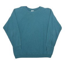 HANES Mens Blue Crew Neck L Sweatshirt Plain Cotton Blend Comfortable Casual