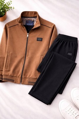 Paul & Shark Men's Track Jacket Beige Men s Tracksuit Set 2PCS Big & Tall 6XL 
