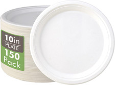 150Pc Compostable Paper Plates 10 Inch Heavy Duty Sugarcane Disposable Eco Set