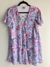 Show Me Your Mumu "Kylie" Pastel Floral Flounce Lace-up Dress Size Small
