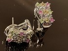 Topaz crystals vintage 925 Sterling Silver .5” drop Earrings colorful retro — photo 8