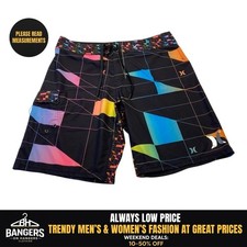 Hurley Phantom Board Shorts Men Size 36 Colorful Geometric Pocket Drawstring
