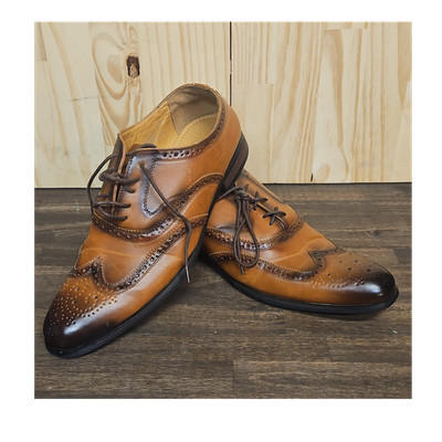 Vincent Cavallo Brown Leather Wingtip Brogue Dress Shoes Size 13 C-391