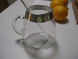 Crystal Martini Pitcher w/Band of Sterling Silver 60 yrs. old. Unused.