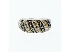 925 Sterling Silver CZ Marcasites Ring Size 8