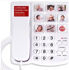 Uvital Big Button Phone for Seniors, Corded Landline Phone with 9 One-Touch Dial