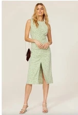 Love, Whit by Whitney Port Sleeveless Floral Ruched Midi Dress Size Small