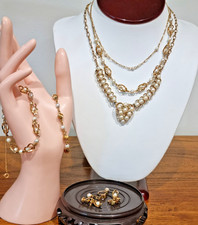 Vintage 12K Gold Filled Cultured Pearl Jewelry Lot Necklace Bracelet Earrings