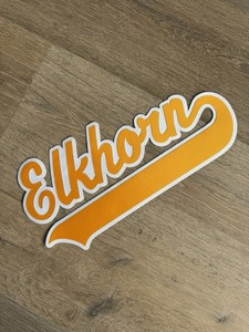 Tackle Twill 2 Color Word Elkhorn Gold On White Sew On Patch Varsity Team