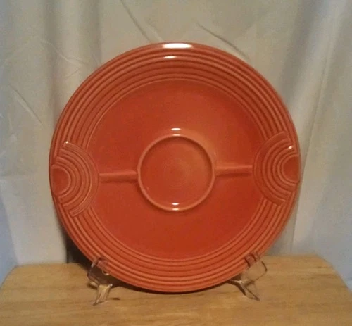 Homer Laughlin FIESTA Chip & Dip HOSTESS TRAY Persimmon Orange Fiestaware 12"