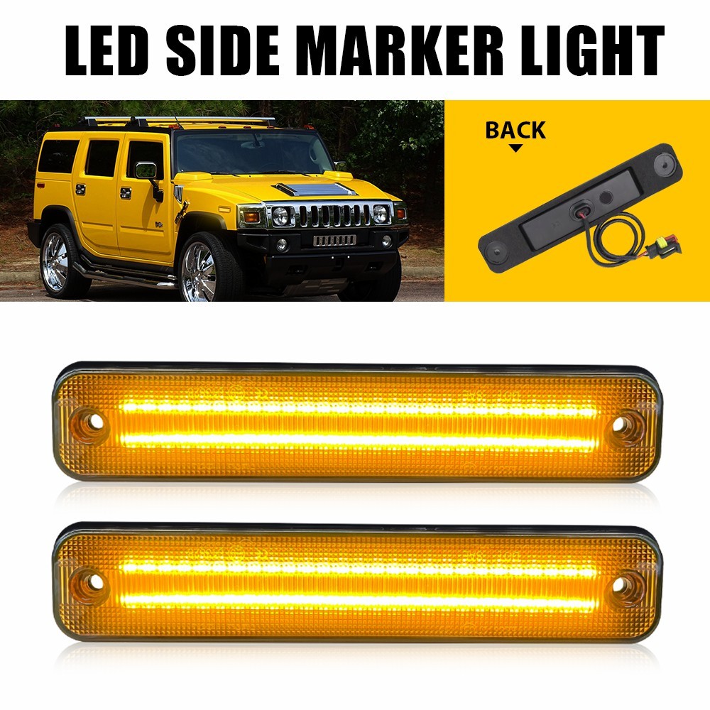 2x LED Side Marker Light Front Set Amber For 2003-09 HUMMER H2 Pickup 25952319 E