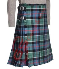 Traditional Leslie Green Tartan 8 Yard Tartan Kilt Acrylic Wool, Custom Size