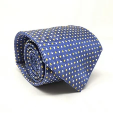 Turnbull & Asser Classic Tie Blue Yellow Geometric Dots Handmade England Necktie