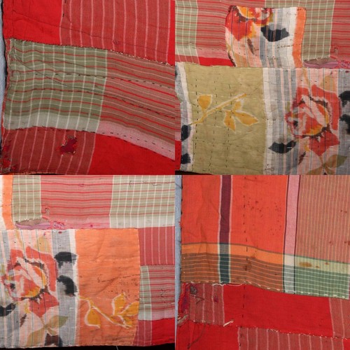 Antique Japanese Boro Two-Tone Design Patchwork Furoshiki Hand-Stitched Textile - Bild 6 von 10
