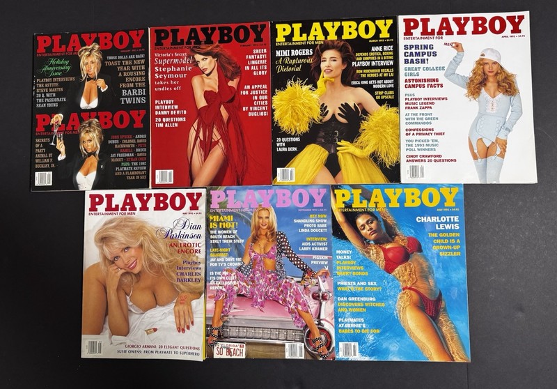 Vintage Playboy Lot January-July 1993 Barbi Twins Mimi Rogers 7pc