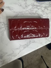 Cartera sobre Coach roja para mujer con patrón de logotipo, plegable, tarjeta de crédito