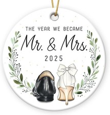 First Christmas Married Ornament 2025 Engagement Gifts for Couples, Double Sided
