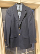 STAFFORD NAVY WOOL EXECUTIVE CLASSIF FIT 2 BUTTON BLAZER SIZE 38R GOLD BUTTONS