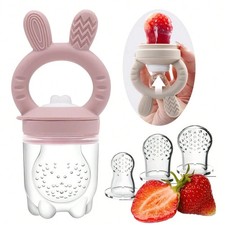 Rabbit Nibble Fruit & Vegetable Teethers Feeding Pacifier, With 3 Extra Nibble B