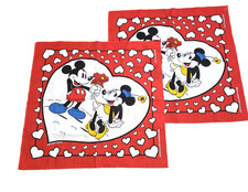 Vintage Mickey & Minnie Mouse Bandana Scarf Hearts Made In USA J.A. Woronowicz
