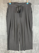 Pantalone donna Zara Basic Collection nero gamba larga taglia S | cravatta in vita | elegante