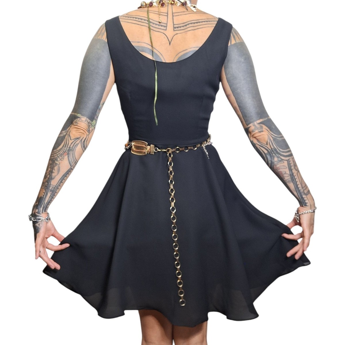 Vintage 90s Vivienne Tam East Wind Code Dress Womens XS LBD Little