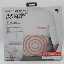 Sharper Image Calming Heat Back Wrap Gray 3 Massage, 3 Heat & 3 Lumbar Settings