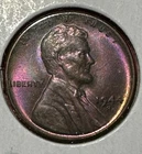 1944S US GEM Uncirculated LINCOLN Cent! Gorgeous RAINBOW Toning! Old Coin!