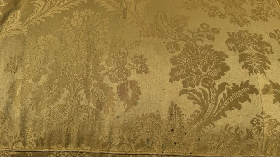 Sofá amarillo Kittinger vintage, sofá trasero caoba camoba estilo Chippendale Foto 3 de 4