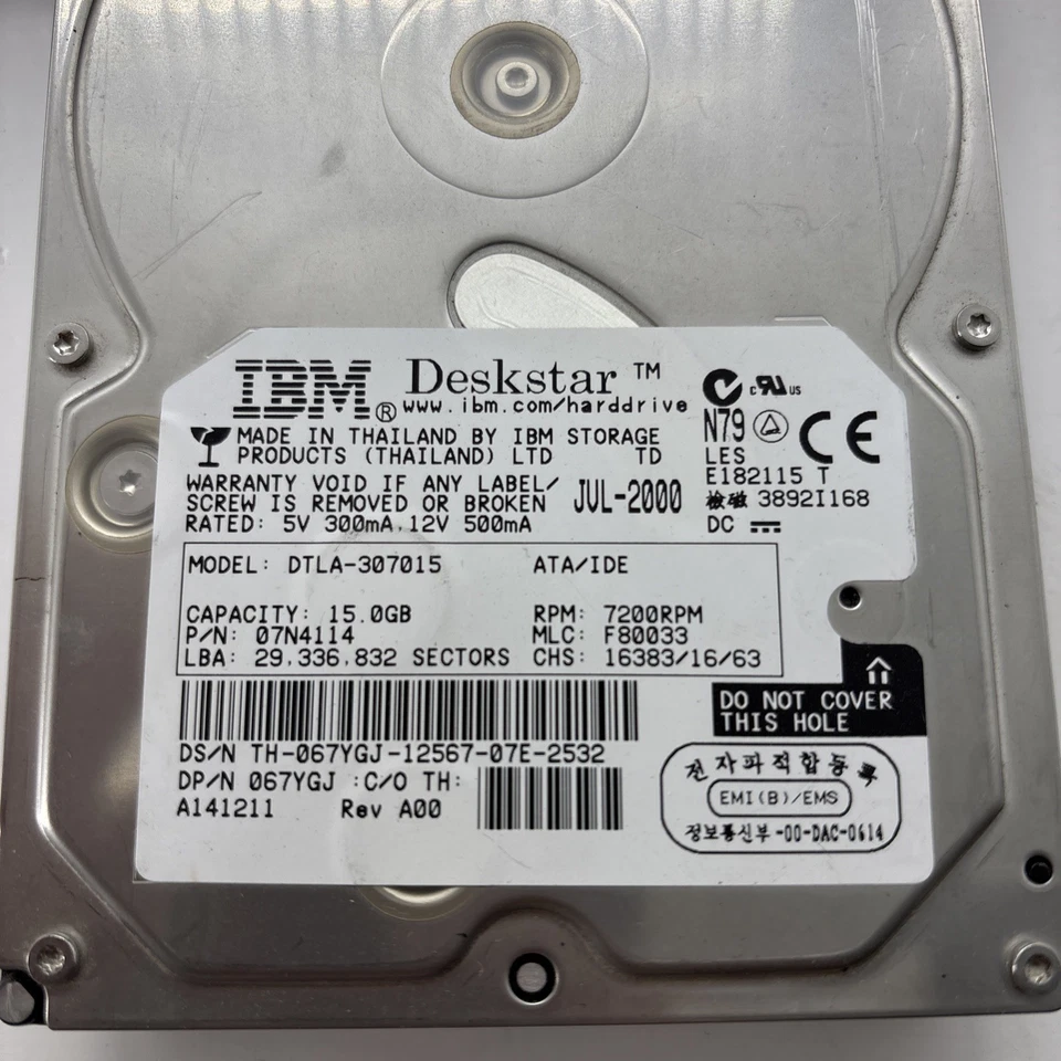 IBM Deskstar Dtla-307015. 15 GB IDE ATA 7200RPM Hard Drive HDD - Image 2 of 4