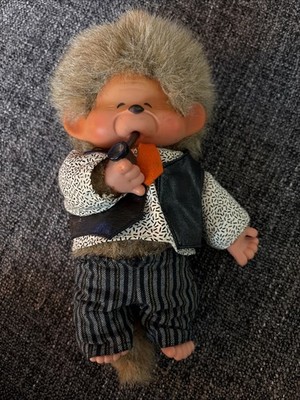 Kiki Sekiguchi Made in France Monchichi Opa mit Pfeife Puppe
