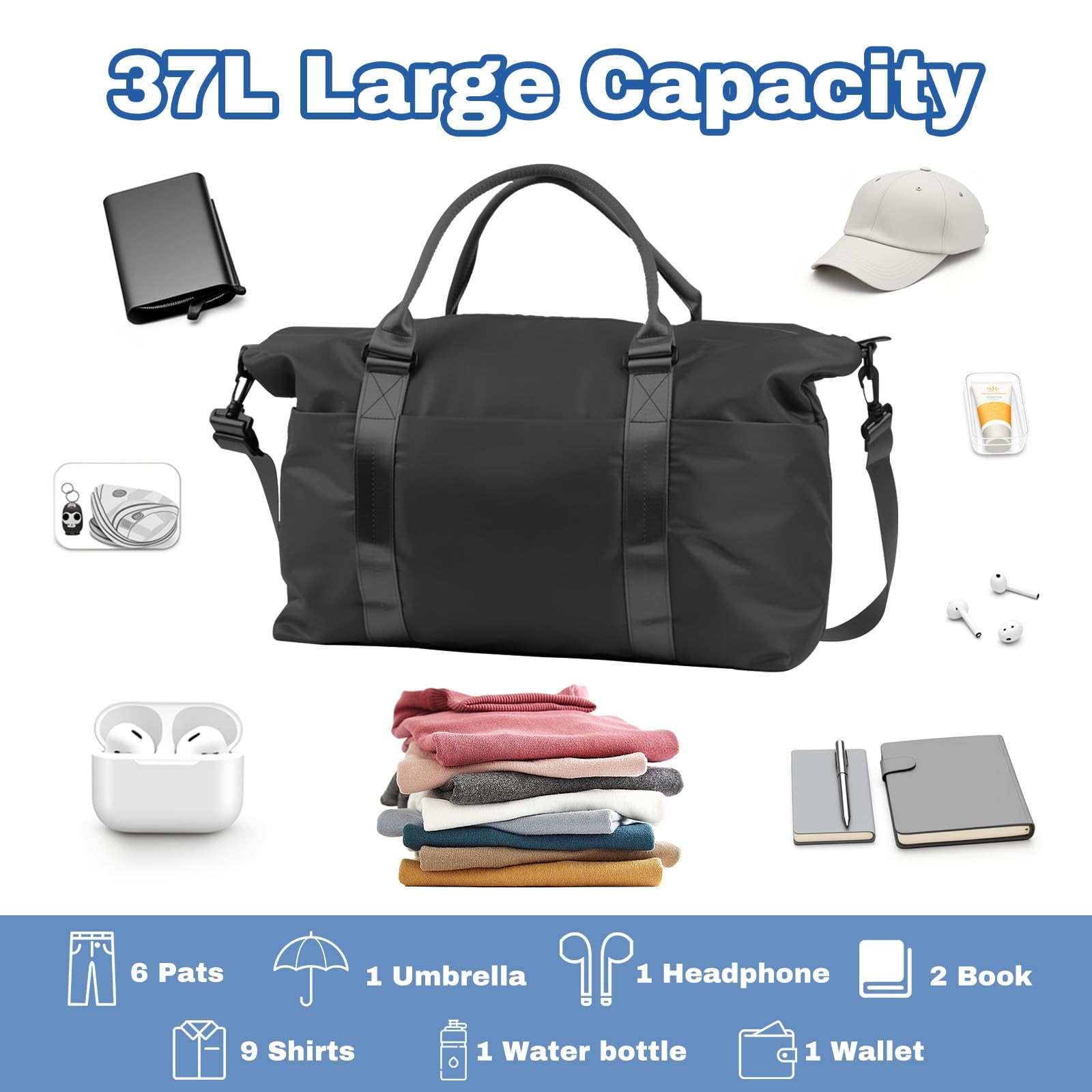 Weekender Duffel Bags for ， Travel Totes Bag for Airplane Essentials, Overnig... thumbnail 3