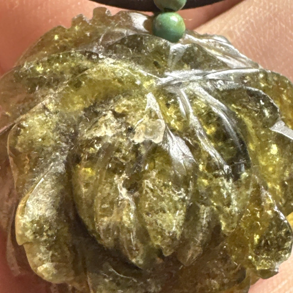 Chan Luu Chocker Colgante Jade Collar Hoja Floral sobre Cordón Cuero Marrón ¡Leer! Foto 3 de 4