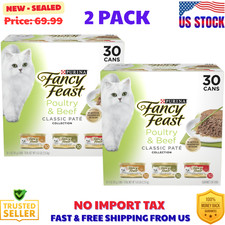 Purina Fancy Feast Classic Pate Wet Cat Food, Poultry  Beef, 3 oz Cans 60 Pack
