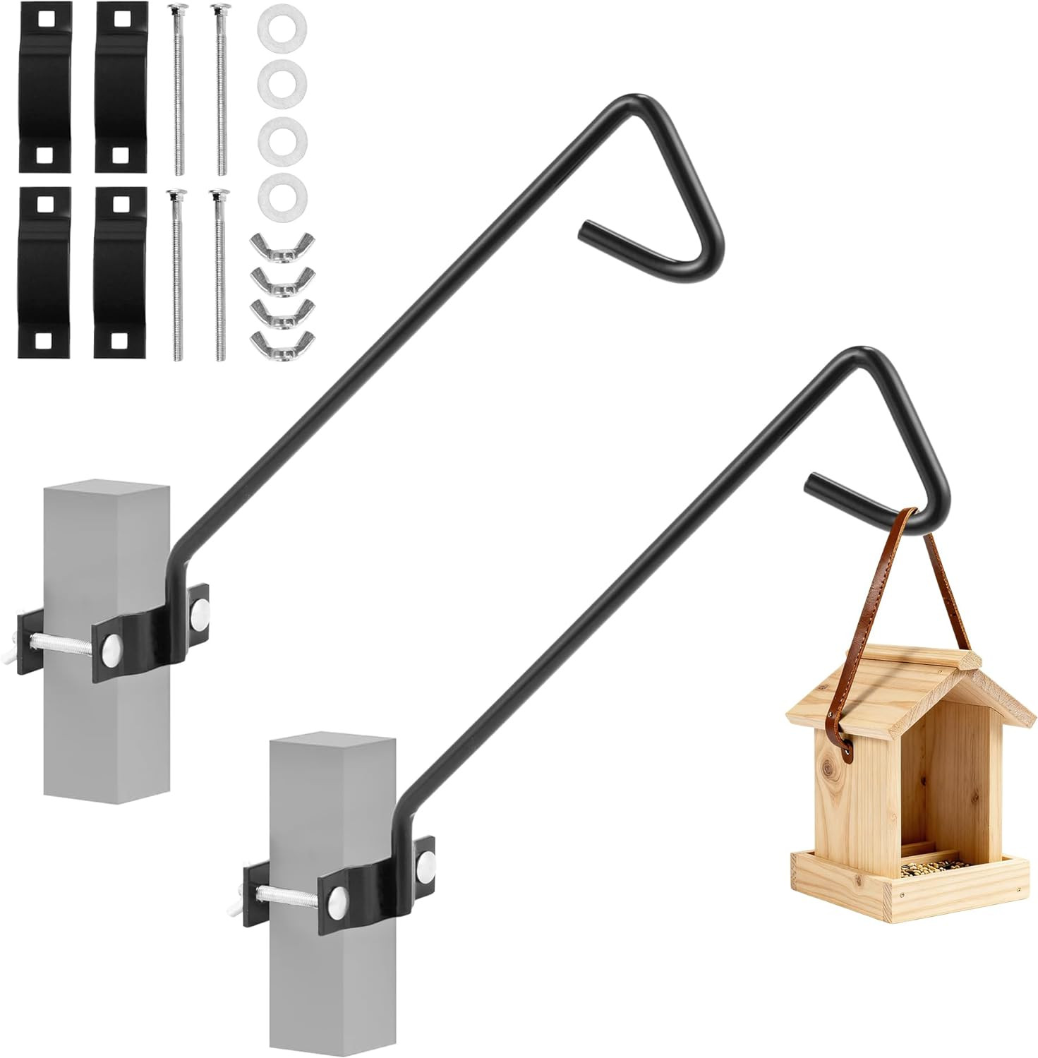 2 Packs 11 Inch Fence Deck Hook Rail Hanging Mounting Kit Heavy Duty Bird Feeder