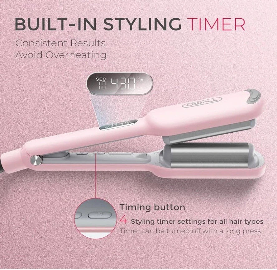 TYMO ROVY 1.25 Inch Beach Wave Curling Iron Wand Hair Crimper Waver New in Box  -image
