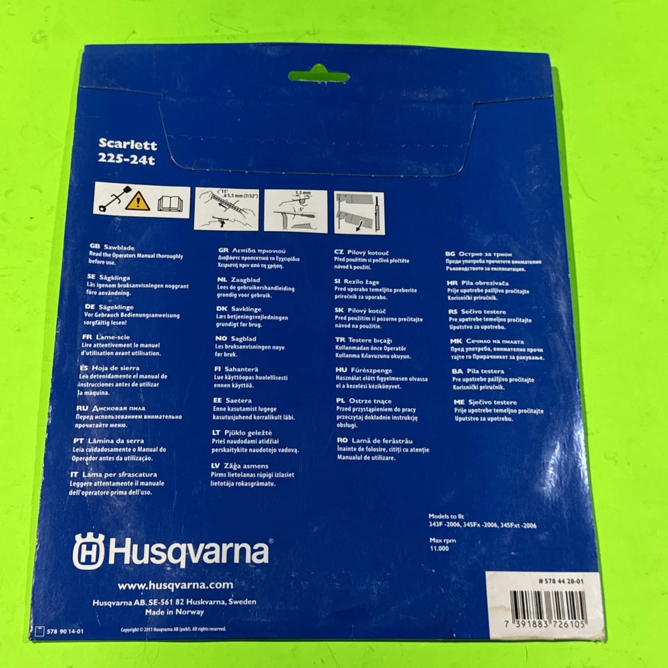 Nueva hoja de desbrozadora Husqvarna Scarlett 225-24t 555FX 578442801 596279801 Foto 3 de 4