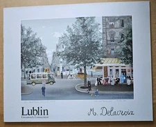 Michel Delacroix  Art Poster Lublin Signed  Naif French Paris 
