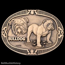Bulldog Solid Brass Vintage Belt Buckle by Award Design Medals
