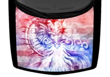 Medieval Ancient Dragon Hood Truck Wrap Vinyl Car Graphic Decal USA Flag 58x65