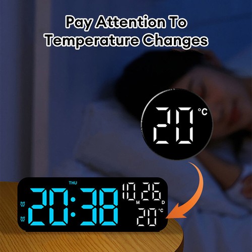 LED Digital Alarm Clock Wall Desk Alarm Remote Control Large Digital Display 7" - Picture 7 of 24