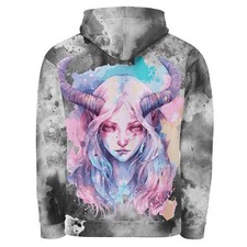 Beautiful Watercolor Baphomet Neon Watercolor Goth Girl Pentagram Unisex Hoodie