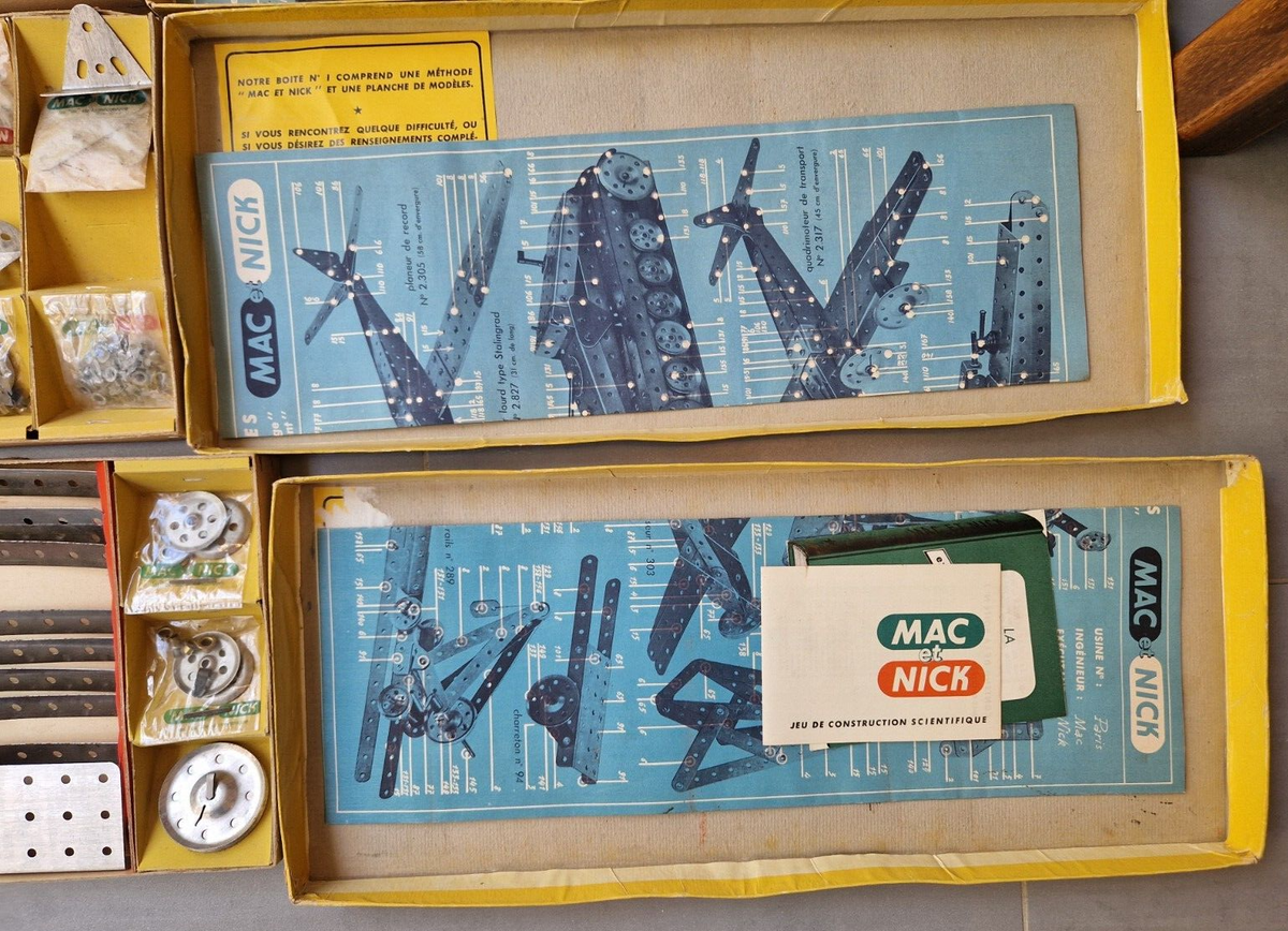 4 Coffrets Mac Et Nick – Jeu De Construction Tôle – Années 40 – France