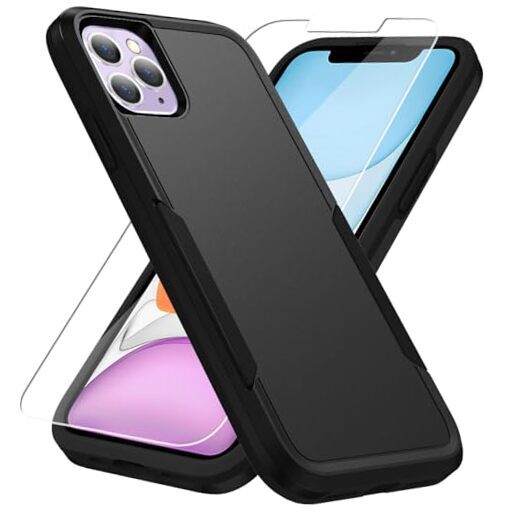 for iPhone 11 Pro Case,with Screen Protector,[Military Grade Drop Tested] Black