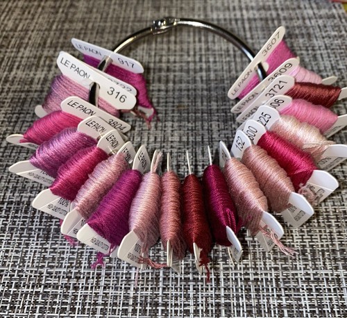NEW Embroidery Floss Skeins Lot Of 20 Cards Bobbins in Metal Ring - Picture 2 of 2
