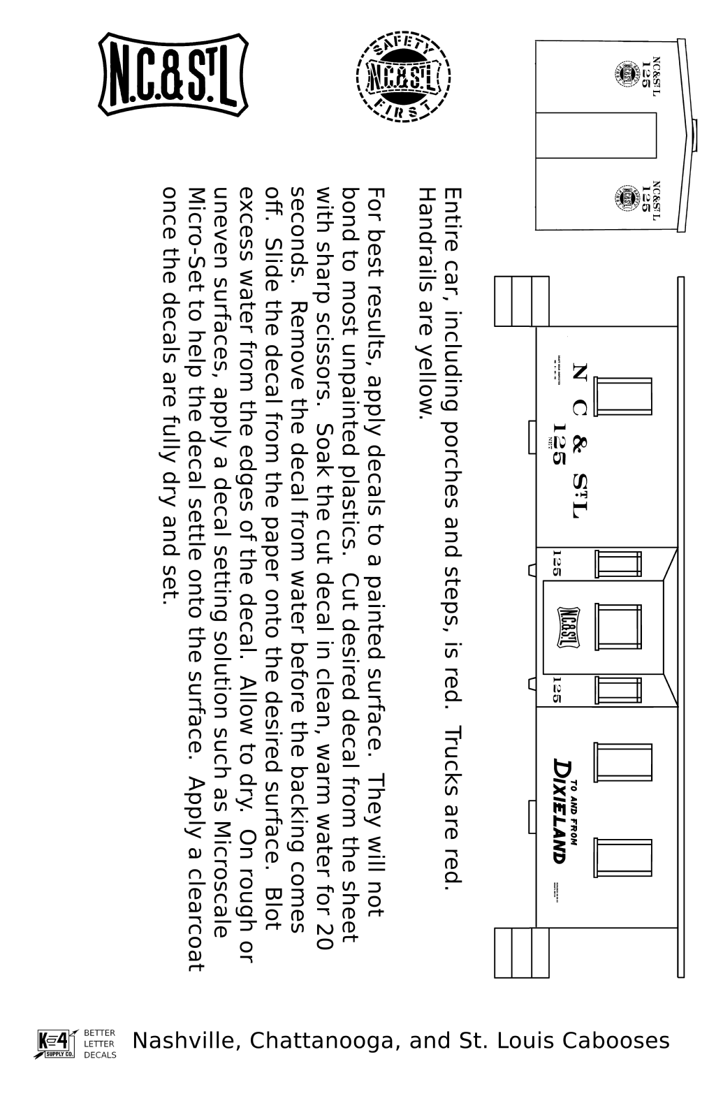 K4 HO Decals Louisville And Nashville Heavyweight Passenger Car Bronze Gold - Foto 6