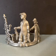 Pewter Candle Holder base for 3” Candles children stockings Christmas tree 2.75"